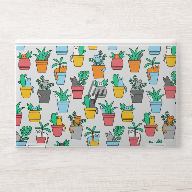 Cats in the flowerpots HP laptop skin (Front)