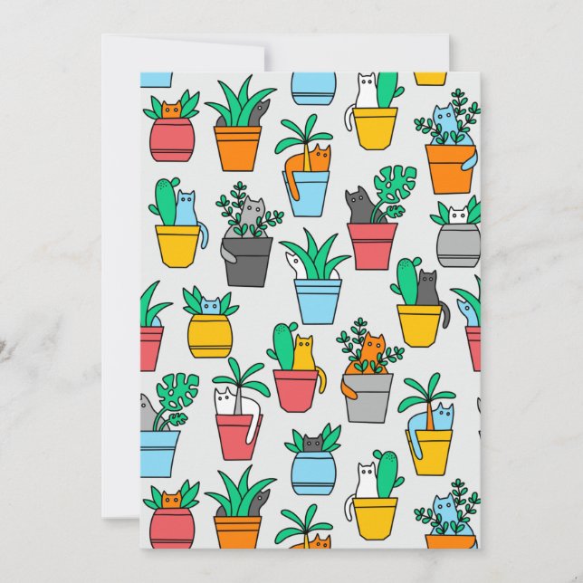 Cats in the flowerpots invitation (Front)