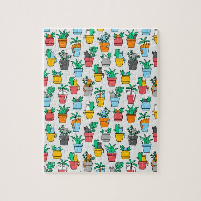 Cats in the flowerpots jigsaw puzzle (Vertical)