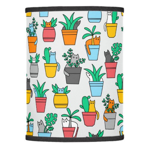 Cats in the flowerpots lamp shade