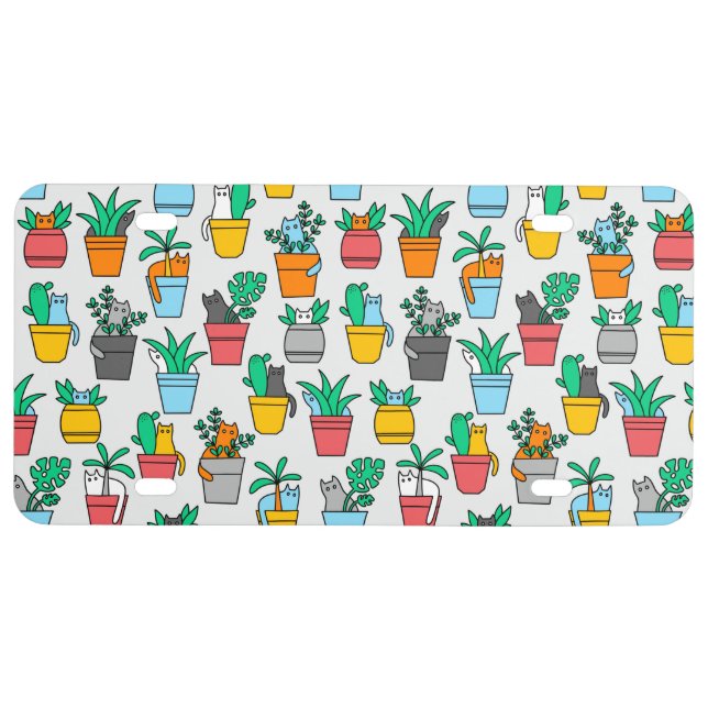 Cats in the flowerpots license plate (Front)
