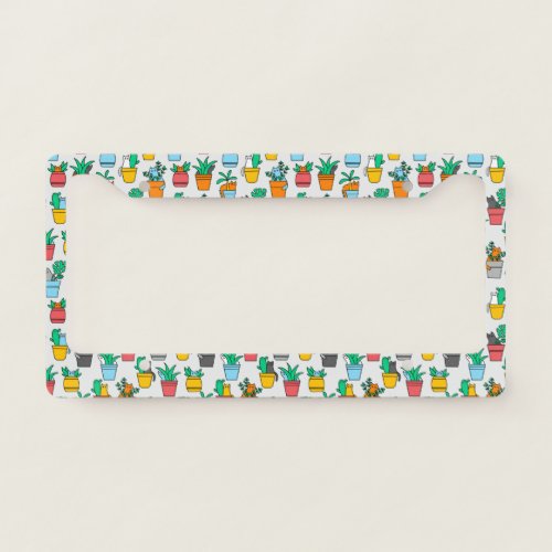 Cats in the flowerpots license plate frame