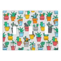 Cats in the flowerpots light switch cover
