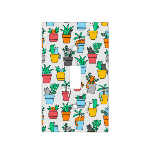 Cats in the flowerpots light switch cover