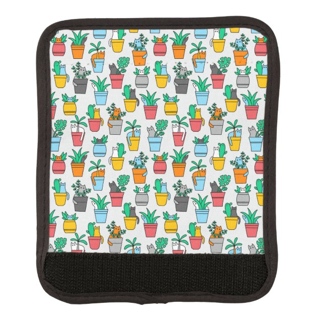 Cats in the flowerpots luggage handle wrap (Front)