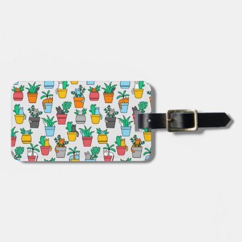 Cats in the flowerpots luggage tag