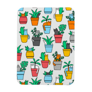 Cats in the flowerpots magnet