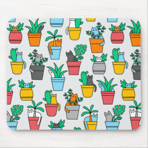 Cats in the flowerpots mouse pad