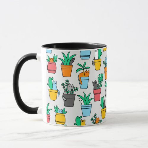 Cats in the flowerpots mug