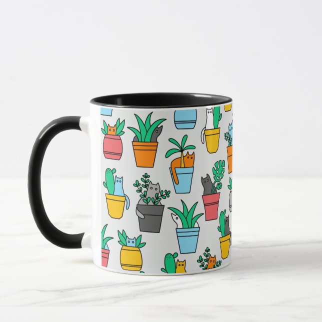 Cats in the flowerpots mug (Left)
