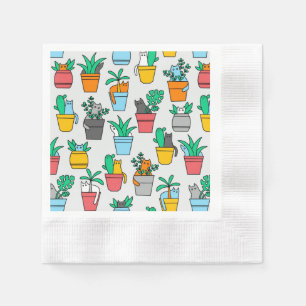 Cats in the flowerpots napkins