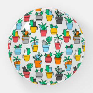Cats in the flowerpots paperweight