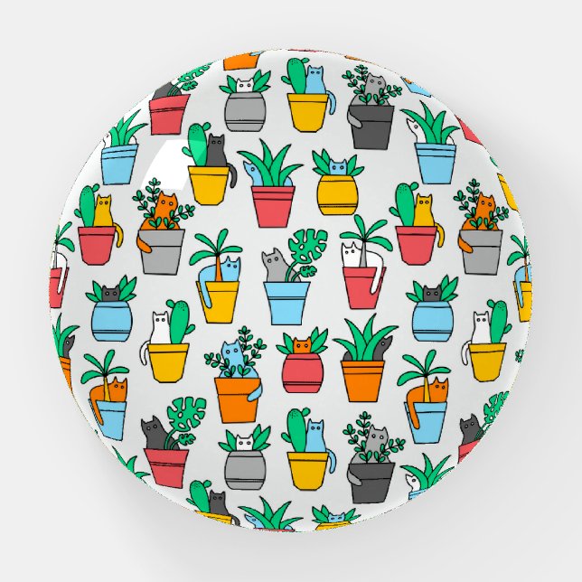 Cats in the flowerpots paperweight (Front)