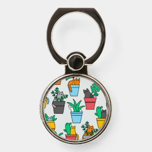 Cats in the flowerpots phone ring stand