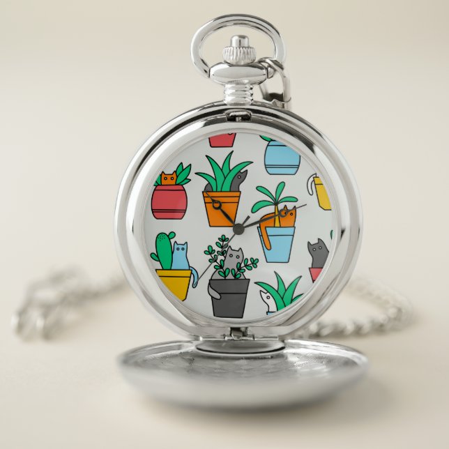 Cats in the flowerpots pocket watch (Inside)