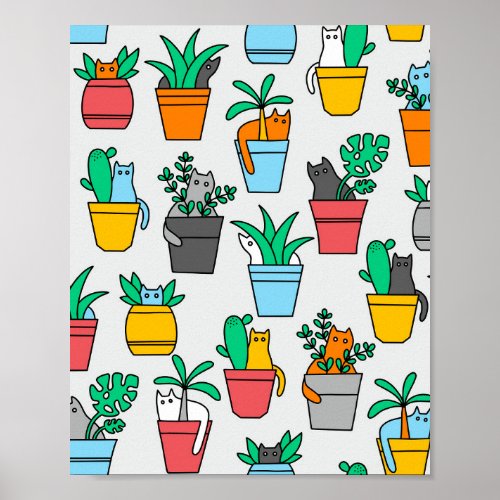 Cats in the flowerpots poster