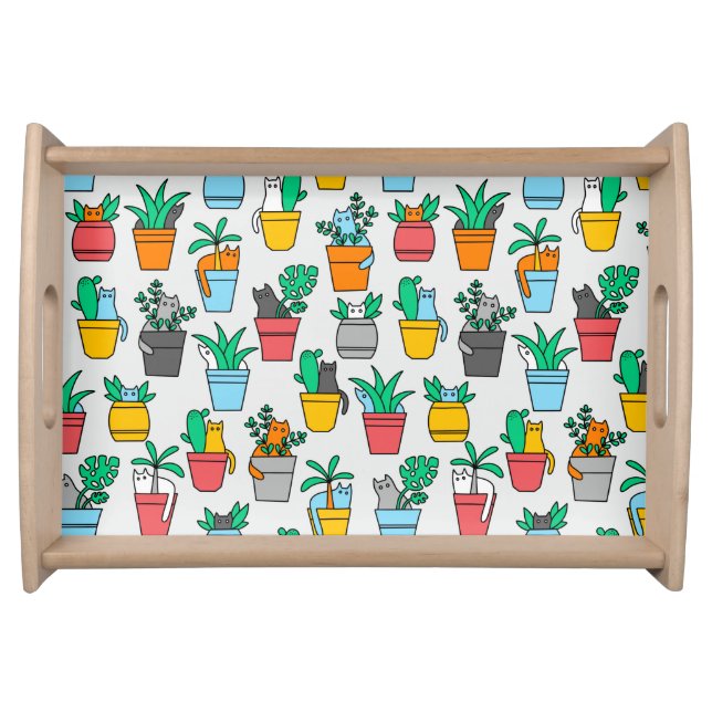 Cats in the flowerpots serving tray (Front)