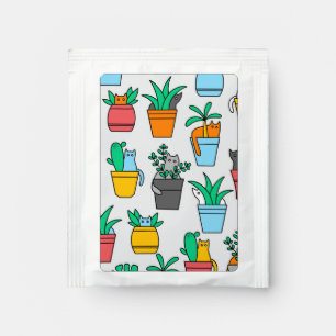 Cats in the flowerpots tea bag drink mix