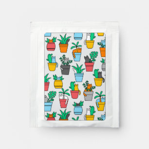 Cats in the flowerpots tea bag drink mix