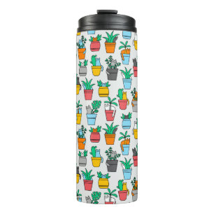 Cats in the flowerpots thermal tumbler
