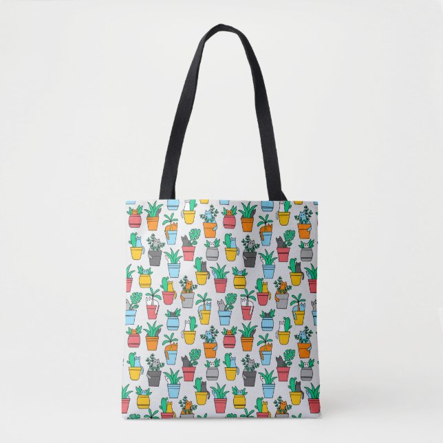 Cats in the flowerpots tote bag (Front)