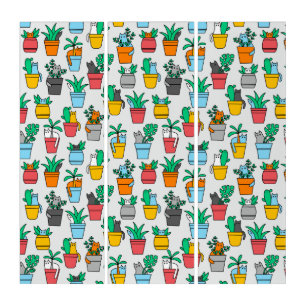 Cats in the flowerpots triptych