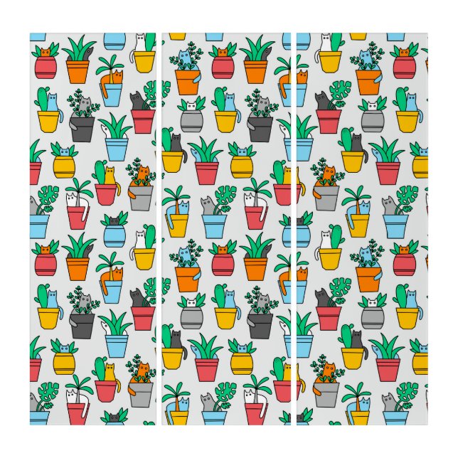 Cats in the flowerpots triptych (Front)