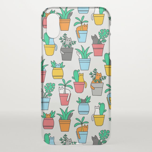 Cats in the flowerpots uncommon iPhone case (Back)