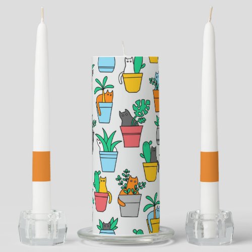 Cats in the flowerpots unity candle set