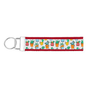 Cats in the flowerpots wrist keychain