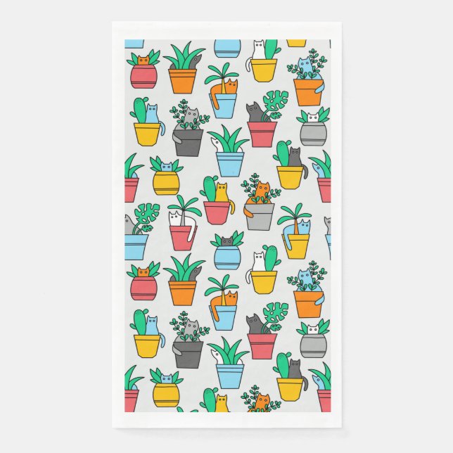 Cats in the flowerpotsv paper guest towels (Front)