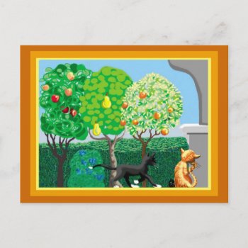 Cats In The Garden Postcard by Annaart at Zazzle