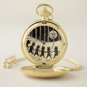 Cats in the Moonlight Pocket Watch