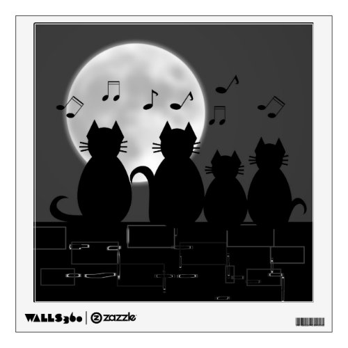 Cats in the moonlight wall decal