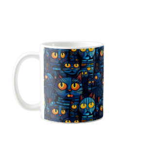 Cats In The Night Whimsical Art Coffee Mug