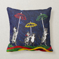 Cats in the Rain Throw Pillow