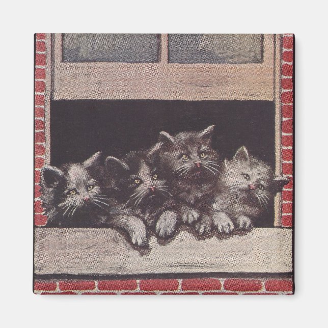 Cats in the Window Vintage Magnet (Front)