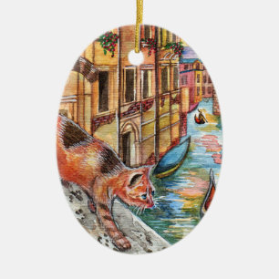 Cats In Venice Ceramic Ornament