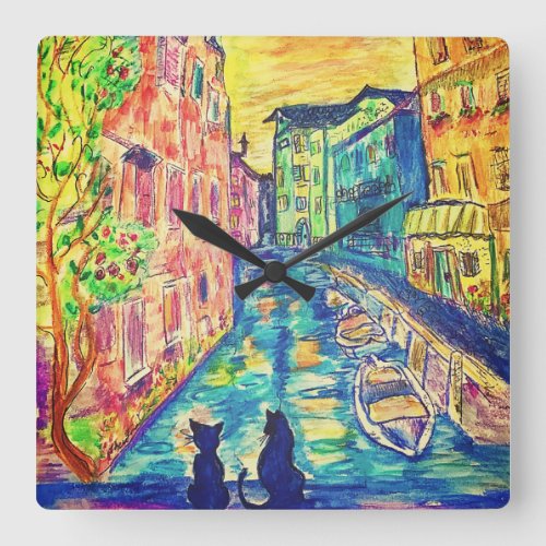Cats in Venice Wall Clock
