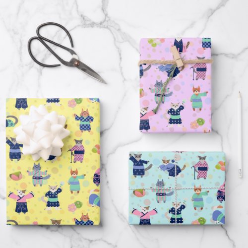Cats in Yukata Wrapping Paper Sheets