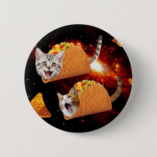 Cats inside space tacos button (Front)