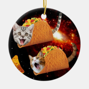Cats inside space tacos ceramic ornament