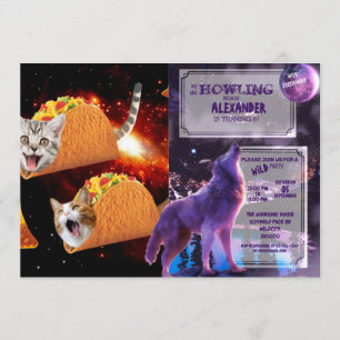 Cats inside space tacos invitation