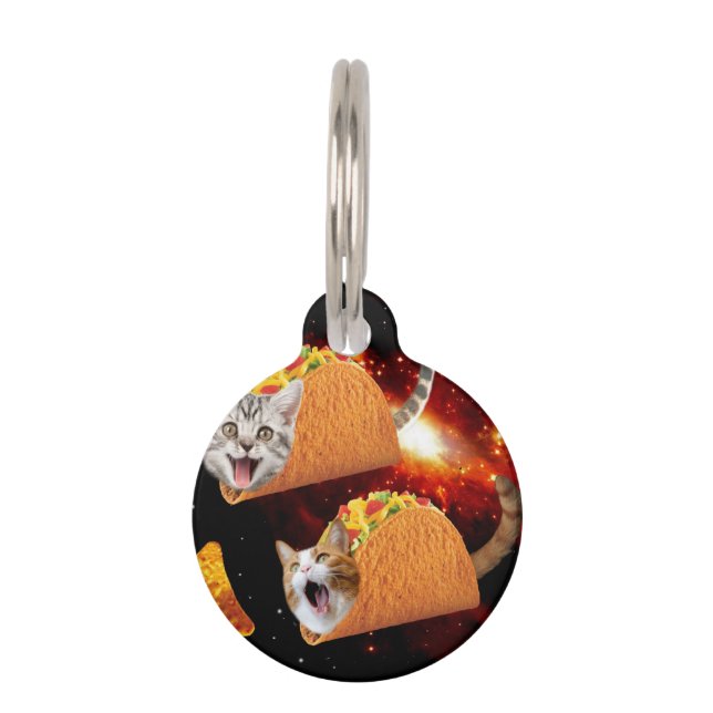 Cats inside space tacos pet ID tag (Front)