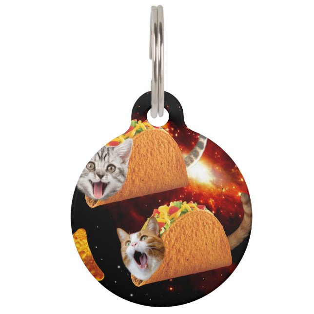 Cats inside space tacos pet ID tag (Front)