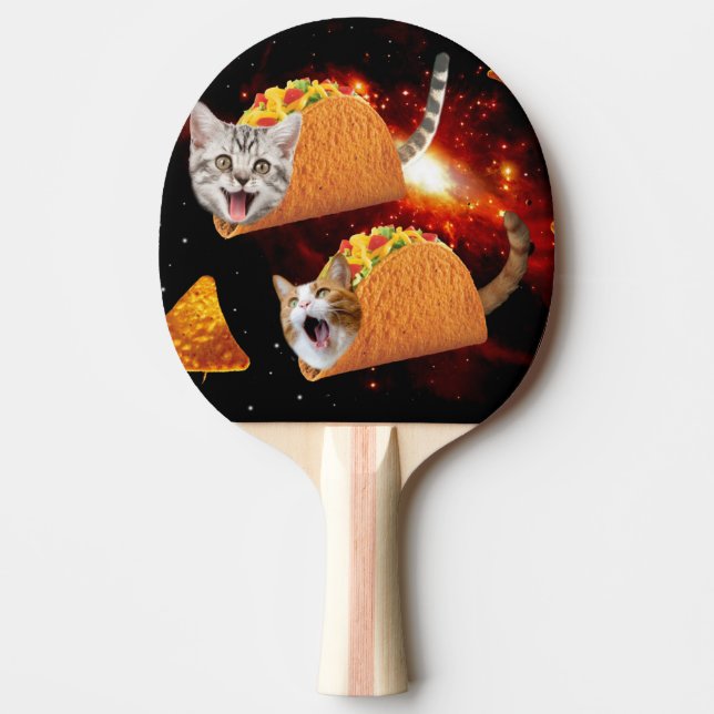 Cats inside space tacos ping pong paddle (Front)