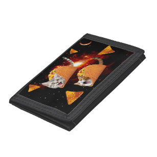 Cats inside space tacos trifold wallet