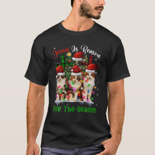 Cats Jesus Is Reason For The Season Christmas Ugly T-Shirt