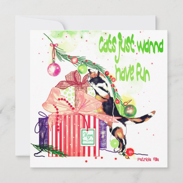 Cats Just Wanna Have Fun Christmas Card (Front)