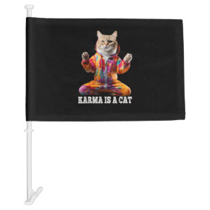 Cats , Karma is a cat, Yoga sports cat Car Flag